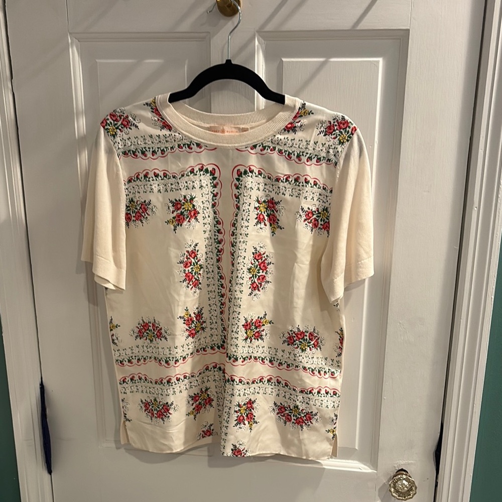 Tory Burch rose garden pattern short Sleeve Top